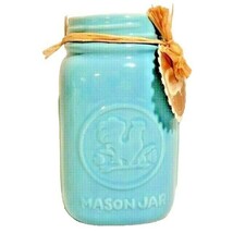 Blue Mason Jar Measuring Cup Utensil Holder Embellished Country Rooster ... - $18.97