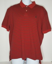 Polo By Ralph Lauren Mens Polo Shirt Large Red Black Stripe Short Sleeve - £16.61 GBP