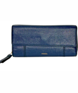 Fossil pebbled navy blue leather zip-around snap-fold - READ - $20.04 CAD