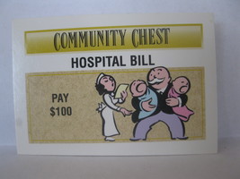 1995 Monopoly 60th Ann. Board Game Piece: Community Chest - Hospital Bill - $1.00