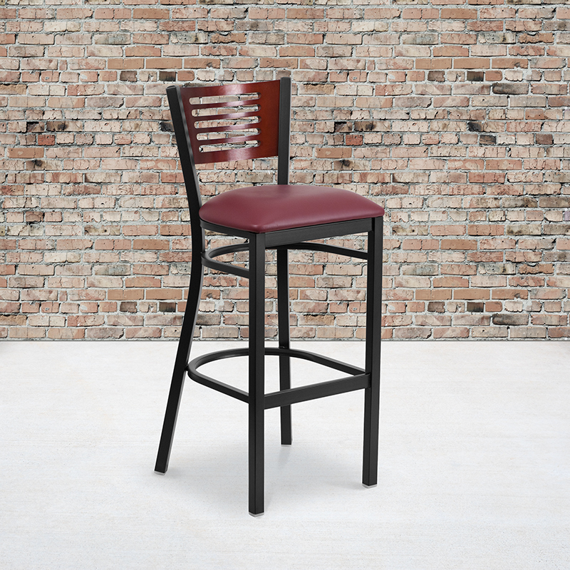 Bk/Mah Slat Stool-Burg Seat XU-DG-6H1B-MAH-BAR-BURV-GG