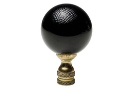 Beautiful Black Crystal Smooth Ball Shaped Table Lamp Finial Gold Hardware - £15.00 GBP