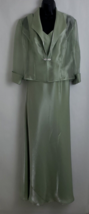 Chadwick&#39;s Dress Jacket 2 Piece Gown Maxi Green Rhinestone Closure Size 12 - $178.15