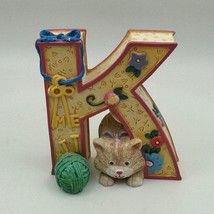 Vintage Mary Englebreit K Alphabet Figurine With Cat &amp; Yarn - £16.79 GBP