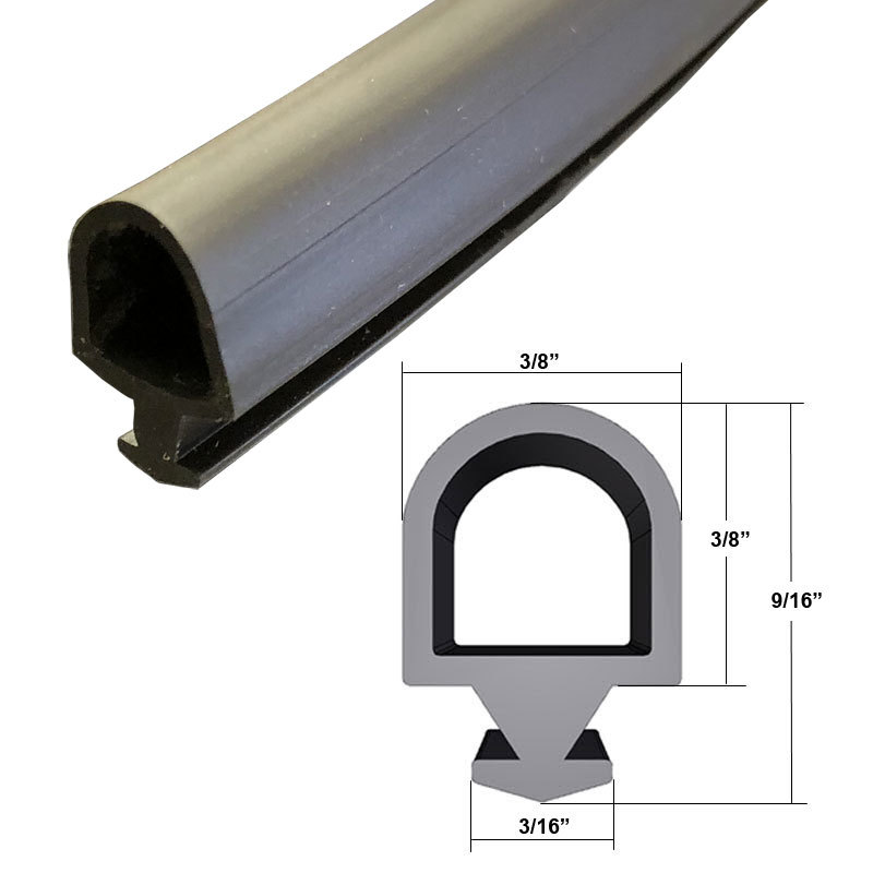 Gordon Glass® Automotive Black Silicone Bulb Type Gasket, 3/8&quot; Width, 3/16&quot; - $44.95
