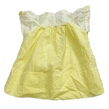 Vintage Girls Yellow Swiss Dot Textured Dress White Eyelet Button Front ... - £19.13 GBP