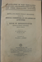 Investigation of Nazi Propaganda Activities and Investigation of Certain... - £5.26 GBP