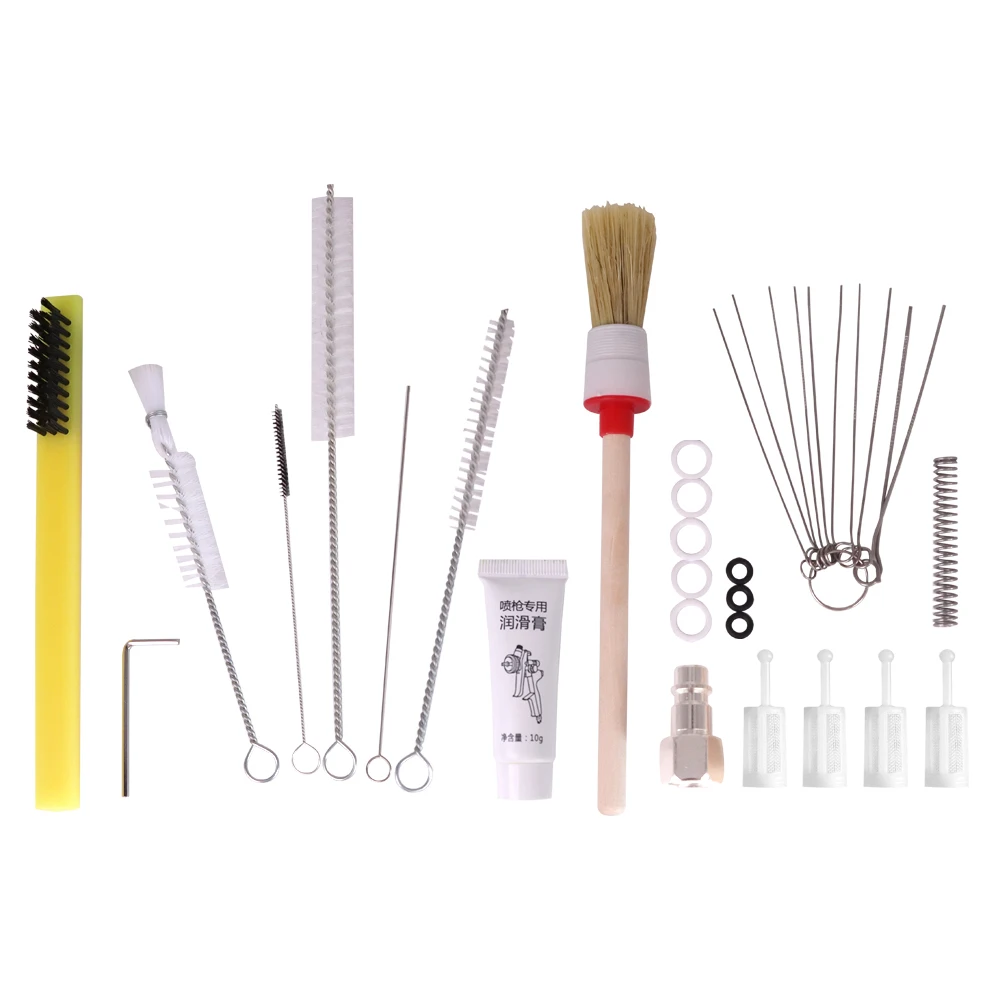 ROLKETU 24 PCS Airbrush Spray s Nozzle Cleaning Repair Tool Kit Needle &amp; Brush S - £85.51 GBP