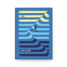 waves graph surfer silhouette  Hardcover Journal Matte - £12.62 GBP