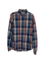 J Crew Mens Shirt Size Small Slim Button Front Blue Red Plaid Long Sleev... - £11.61 GBP