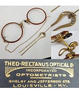 antique wire rim glasses GOLD FILLED pinz-nez spectacles Fits-U case pin - $1,275.95 MXN