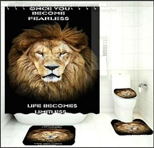 Fearless Leo the Lion Bathroom Shower Curtain Seat Cover &amp; Rugs Set - £49.02 GBP