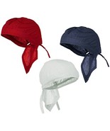 Doo Rag Pack of Red White and Blue Motorcycle Skull Caps Set Cotton - £10.21 GBP