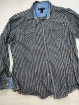 INC International Concepts Shirt Adult Large L Gray Stripe Long Sleeve B... - £14.04 GBP