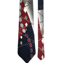 Gianfranco Ruffini Italian Men&#39;s Silk Tie Abstract Pattern Red, Gray 56 in Long - £16.59 GBP