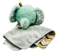Boppy Baby Elephant Gray Lovey Plush Puppet Chevron Striped Green Red 11X11 - $12.19