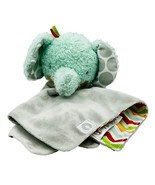Boppy Baby Elephant Gray Lovey Plush Puppet Chevron Striped Green Red 11X11 - £9.58 GBP