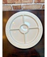 Longaberger Pottery Divided Serving Tray Ivory 12&quot; Basketweave Relish Sn... - $27.16