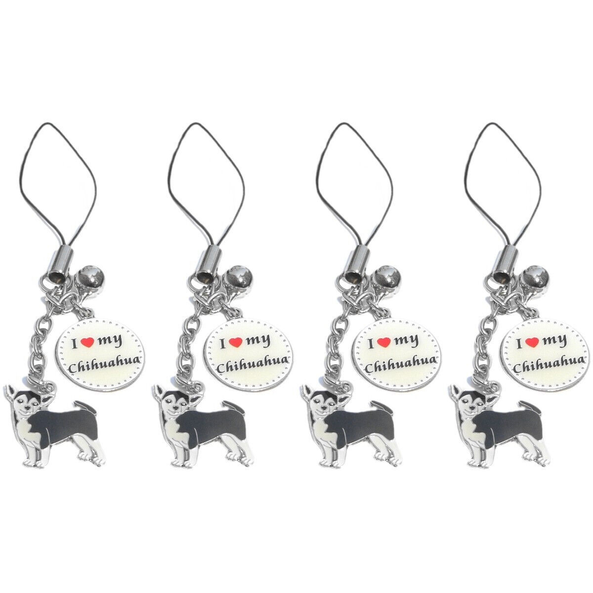 4 Charms I LOVE MY CHIHUAHUA black - with Loop for Purse, Keychain - 4of... - $9.88