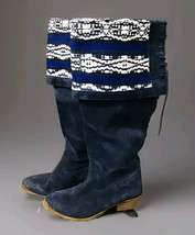 Cobra Society Blue White Zeus Tapestry Boots US 7.5/8 Rare HTF - $396.00