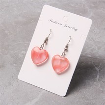 Fashion Heart Shape Natural Stone Dangle Earring Women Tiger Eye Pink Quartz Tur - £6.66 GBP