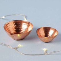 ISHA LIFE Copper Diyas (Set of 2)One large &amp; one small diya Hammered han... - $49.49