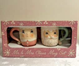 Johanna Parker for Transpac Mr. and Mrs. Santa Claus Footed Mug Set NEW! - £15.65 GBP