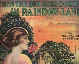 When the Sun Goes Down In Rainbow Land 1919 Vintage Sheet Music Taylor Rose - £23.73 GBP