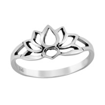 Beautiful Lotus Flower Outline .925 Sterling Silver Band Ring-7 - £11.86 GBP