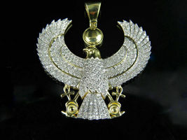 10K Yellow Gold Finish Round Cut D/VVS1 Diamond Egyptian God Eagle Pendant Charm - £106.51 GBP