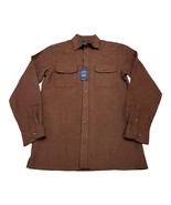 Stafford Mens S Fleeced Lined Shirt Button Down Brown Cotton Winter Casual - $43.72 CAD