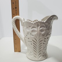 Vintage L.E. Smith Company Milk Glass Tiger Lily Pitcher  7.5&quot; Tall - $40.18