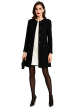 Queen Letizia Inspired Collarless Mid-Length Cocoon Coat in Black 10 12 ... - $2,208.71 MXN