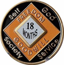 Narcotics Anonymous 18 Month Black and Orange NA Medallion Official Chip - £32.43 GBP