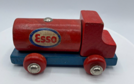 Vintage Esso Toy Tanker Truck West Germany Wooden Toy Car Antique Wood Toys - £11.13 GBP