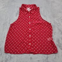 Aeropostale Shirt Womens S Red Sleeveless Collared Button Sheer Polyester - £20.14 GBP