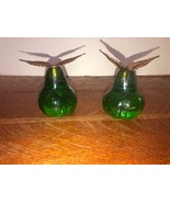Pair 1968 Wondermold #960 Green Pear Lucite/Resin Thin Taper Candleholde... - $34.19 CAD