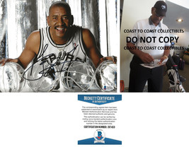 George Gervin signed San Antonio Spurs basketball 8x10 photo proof Beckett COA.. - £101.26 GBP