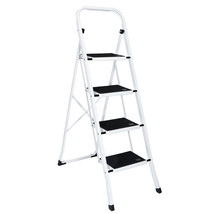 4 Step Ladder Tool Ladder Folding Portable Steel Frame Max 330 Lbs Non-Slip Side - £70.76 GBP