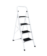 4 Step Ladder Tool Ladder Folding Portable Steel Frame Max 330 Lbs Non-S... - $87.99