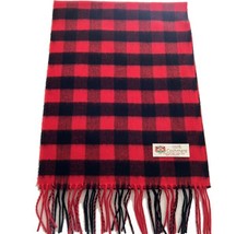 Men&#39;S 100%Cashmere Scarf Wrap Made In England Check Plaid Red/Black #100... - £15.56 GBP