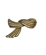 Vintage Monet Ribbon Brooch Pin Textured Goldtone 2” Wide Classic Y2K Or... - £15.92 GBP