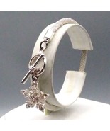 Silver Tone Mesh Bracelet, Snake Chain with Sparkling Crystal Snowflake ... - $31.93