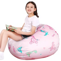 Stuffed Animal Storage, Pink Dinosaur Bean Bag Chairs For Kids 3-8, Dinosaur Bea - £34.47 GBP