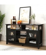 58" TV Stand Entertainment Console Center with 2 Cabinets-Black - £231.96 GBP