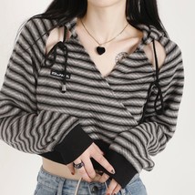 KOSAHIKI Korean Y2k Clothes Long Sleeve Crop Sweatshirt Women Casual  Holloe Out - £73.68 GBP