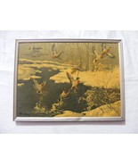Vintage 1956 Darling Mallard Print Ducks Flight In Winter Calendar Metal... - $37.41