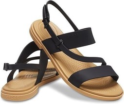 Crocs Tulum Strappy Sandal Women 10 Black Tan 206753 NEW - £39.55 GBP