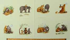 23&quot; X 44&quot; Bears Cubs You&#39;re All My Favorites Scenes Cotton Fabric Panel D785.27 - £6.48 GBP