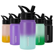 Kids Water Bottle With Straw Lid, 15Oz Stainless Steel Water Bottles, In... - £17.29 GBP